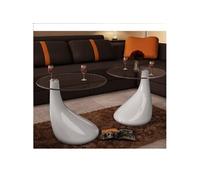 vidaXL Table basse et dessus de table verre rond blanc brillant 2 pcs