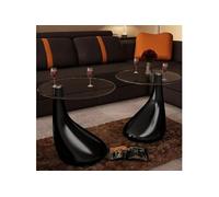 Table basse de salon Lounge Tear verre trempé fibre de verre noir brillant vidaX