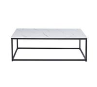 Table basse EWING - Effet marbre blanc et métal noir - Design rectangulaire