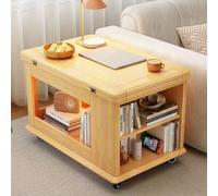 Table basse extensible de style ferme - Table de chevet sur roulettes en bois massif - Table d'appoint moderne du milieu du siècle pour petits espaces, meubles de salon et de chambre à coucher