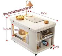 Table basse extensible de style ferme - Table de nuit en bois massif avec roulettes - Table d'appoint du milieu du siècle pour petits espaces, salon et chambre à coucher