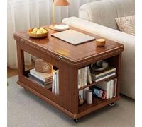 Table basse extensible de style ferme - Table de nuit en bois massif avec roulettes - Table d'appoint du milieu du siècle pour petits espaces, salon et chambre à coucher