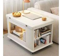 Table basse extensible de style ferme - Table de nuit en bois massif avec roulettes - Table d'appoint du milieu du siècle pour petits espaces, salon et chambre à coucher