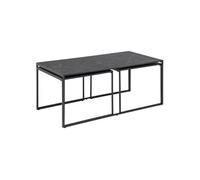- Table basse extensible en 3 pièces en Mélamine et Métal - L.120 à 232 cm - Noir - Félice