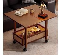 Table basse extensible en bois avec roulettes, chariot utilitaire roulant avec panier de rangement, dessus amovible, polyvalent pour le salon, utilisation multi-scénarios, design moderne