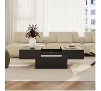 [en.casa] Table Basse Style Intemporel avec Plateau Extensible des 2 Côtés Rangement Pratique Moderne Excellente Stabilité pour Salon Chambre Bureau MDF 80 x 60 x 36 cm Noir