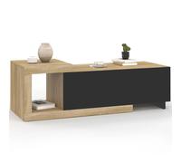 IDMarket - Table basse extensible Raphael rectangulaire 100-130 cm 1 porte Bois et Noir