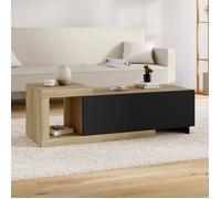 Table basse extensible rectangulaire RAPHAEL 100-130 cm 1 porte bois et noir