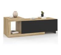 IDMarket - Table basse extensible Raphael rectangulaire 100-130 cm 1 porte Bois et Noir