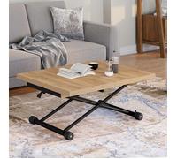 IDMarket - Table Basse Extensible relevable en Table à Manger rectangulaire ALTURA 100-160 cm Bois et Noir Design Industriel