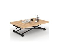 IDMarket - Table Basse Extensible relevable en Table à Manger rectangulaire ALTURA 100-160 cm Bois et Noir Design Industriel