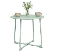 Table basse extérieure - Outsunny - pour 2 personnes - ronde - base en X - structure en métal - Ø 50 x 45,5 cm - vert foncé