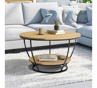 Table Basse Filaire Double Plateau Ronde Detroit 70 Cm Design Industriel