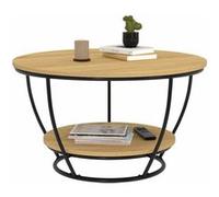 IDMarket – Table basse Detroit 70 cm – filaire, double plateau rond, design industriel