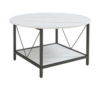 Table basse Filem Ø80x46 cm effet marbre blanc