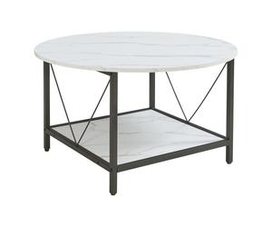 Table basse Filem Ø80x46 cm effet marbre blanc