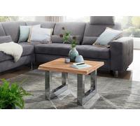 Table basse FineBuy acacia Table de salon en bois massif avec rebord d'arbre Petite table de salon
