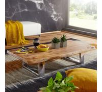 Table basse FineBuy acacia Table de salon en bois massif Table de salon bord d'arbre grande
