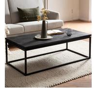 Table Basse - FINEBUY - Mango Bois Massif - Métal Noir - 120 x 60 cm - Design Moderne