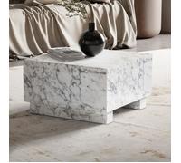 Table Basse - FINEBUY - Modèle Carré - Aspect Marbre - 60x60 cm - Brillant - 35 cm de Hauteur