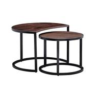 Table Basse - FINEBUY - Noir - Bois massif - Ronde - 60 x 41 x 41 cm