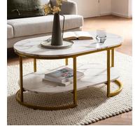 Table Basse - FINEBUY - Rectangulaire - Aspect Marbre - 100x60x45 cm - Design Moderne