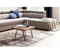 Table Basse Bois Massif Métal 56x38x51cm Table D'appoint Table De Salon Marron