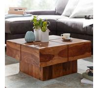 Table Basse Carrée Bois Massif 57,5x57,5x30 Cm Petite Table De Salon Multicolore