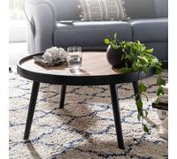 Table basse FineBuy Table de salon ronde 76x40 cm noir marron Table de salon