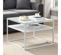 Table basse FineBuy Verre Métal 60 cm Carrée Table de salon Étagère Moderne