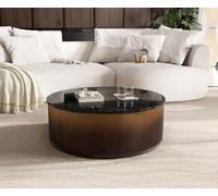 Table basse Fiorano 90 x 90 cm marbre noir métal argenté et doré effet ombré