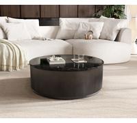 Table basse Fiorano 90 x 90 cm, marbre noir, métal argenté, finition Black Antique