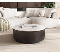 Table-basse Fiorano 90x90 cm Marbre blanc Métal noir antique