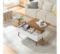 Table basse Flesen 92 x 52 x 41 cm blanc effet noyer