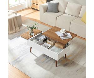 Table basse Flesen 92 x 52 x 41 cm blanc effet noyer