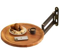 Table Basse Flottante RéGlable pour Canapé Ou Balcon, Plateau Rond en Bois De 30 Cm, Design Gain De Place, Angle RéGlable(Wood/Y)