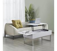 WEBER INDUSTRIES Table Basse Flower Plateau relevable, chêne Pieds métal Noir, 110x55