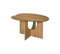 Table basse forme organique et piètement graphique en MDF aspect chêne - KALIOPE
