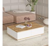 Vente-unique Table basse LOTULA avec 2 portes Naturel et Blanc