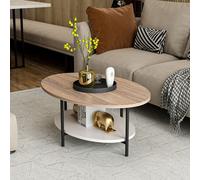 Table basse Fredericia Table de salon ovale Table d'appoint aspect chêne blanc Table de salon avec étagère inférieure