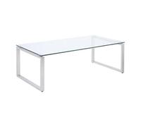 Table basse FREYA - Verre trempé & métal chromé