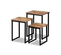 3x Table Basse Gigogne Teck Massif de Récupération Table d'Appoint vidaXL