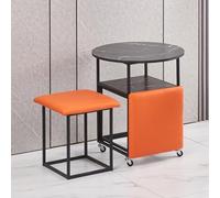Table basse gigogne 5 en 1 avec roulettes pivotantes, bureau d'appoint et siège cube empilable, table d'appoint en similicuir pour salon, bureau à domicile, bureau noir, taille Ora