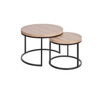 Table Basse Gigogne Aspect Bois finition French Oak Piètement Métal Noir - FRANK -