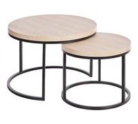 Table Basse Gigogne Aspect Bois finition Urban Oak Piètement Métal Noir - BRIDGE - ALTOBUY Marron