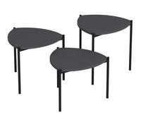 Table basse gigogne - LENNY - Ovales - Anthracite - 45 / 40 / 35 cm