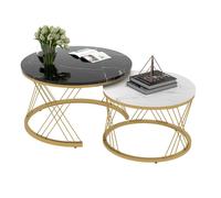 Table basse gigogne moderne - DRIPEX - Rond - Noir - Brillant