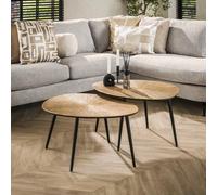 Table basse gigogne organique en métal doré YATO (lot de 2)