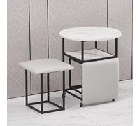 Table basse gigogne roulante avec sièges cubes empilables, simili cuir, design mobile pour le salon et le bureau à domicile - Solution de mobilier peu encombrante
