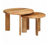 Table basse gigogne - VIDAXL - 2 pcs - Bois de mangue massif - Marron - Empilable